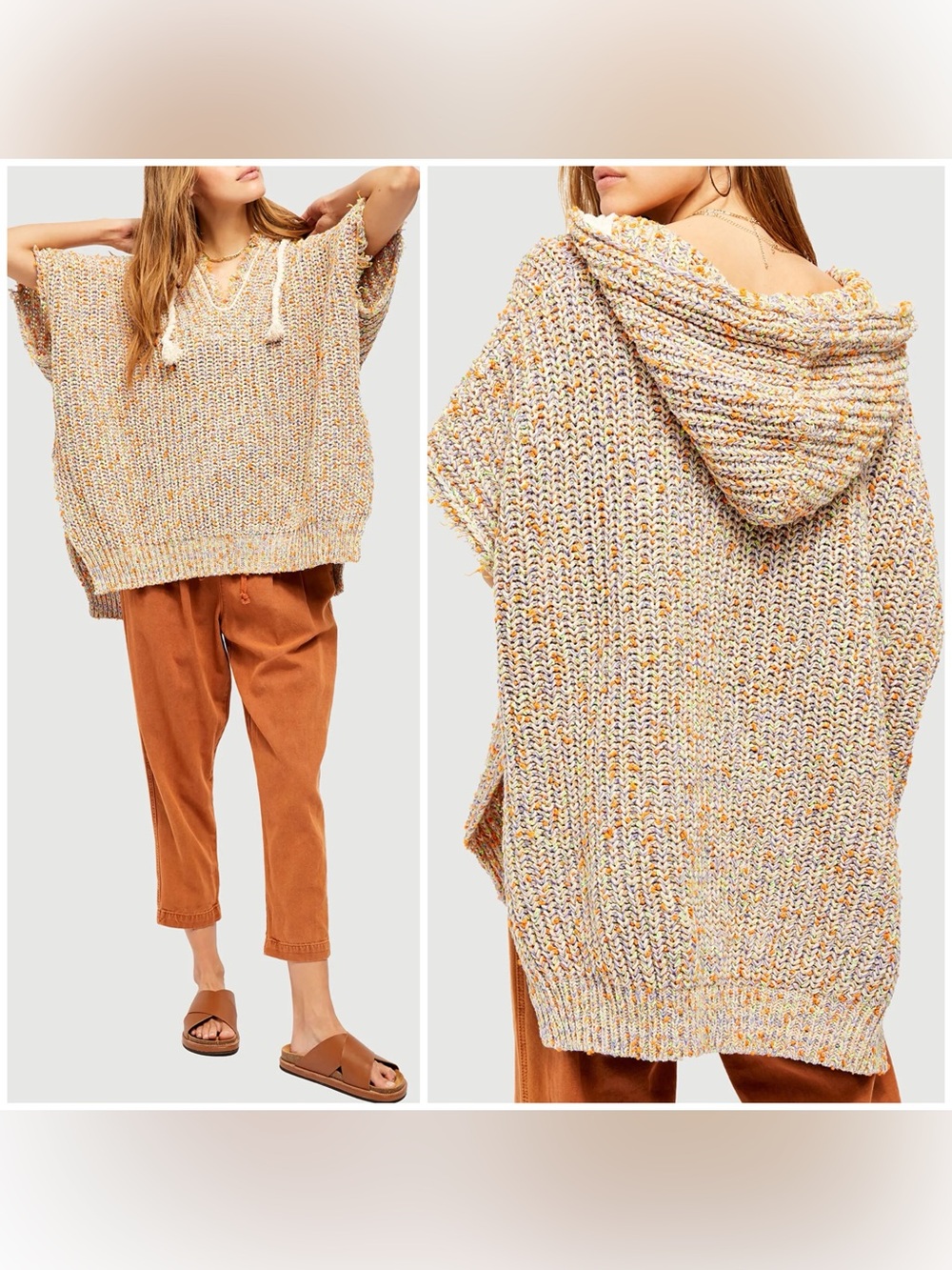 NWOT Free People Electric Aura Hoodie Pullover - multicolor cream combo - Small